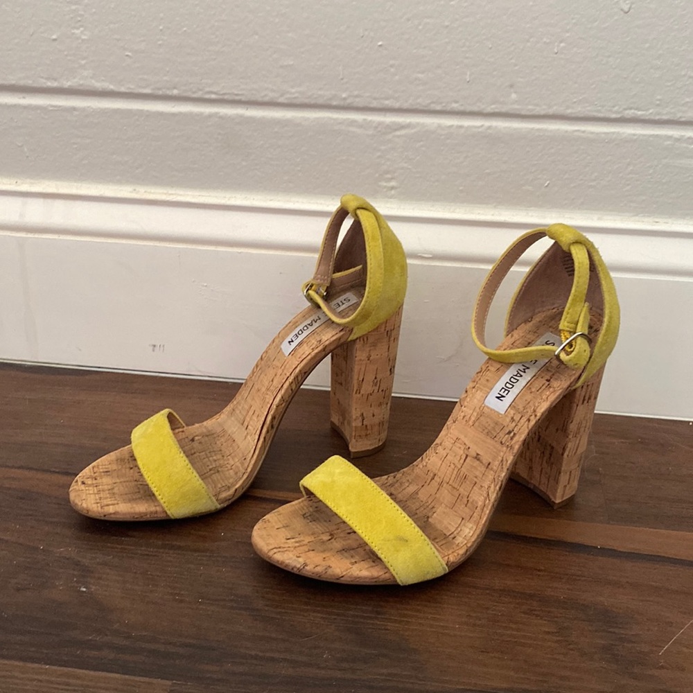 Cork and lime green Steve Madden heels
